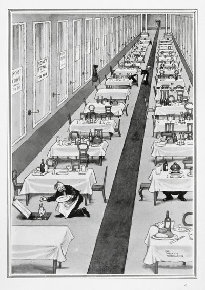 Pollo arrosto oggi, da Some Frightful War Pictures, 1915 da William Heath Robinson
